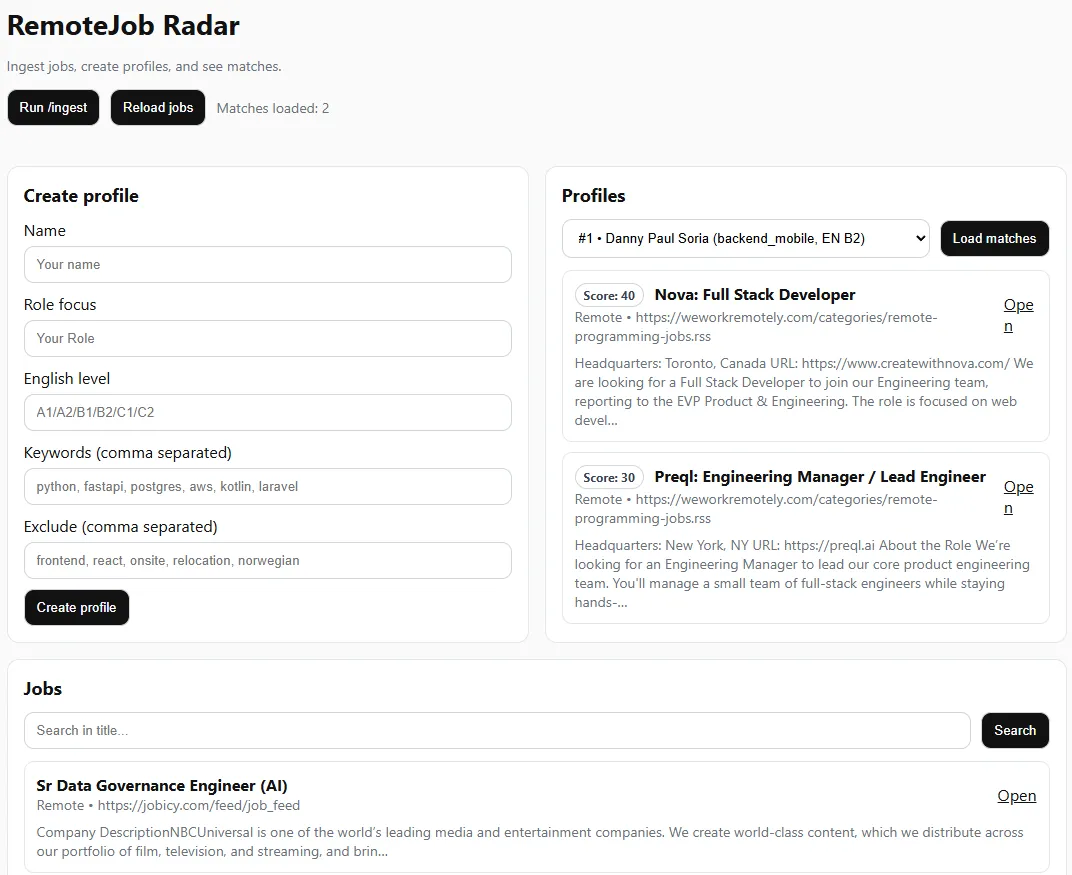 RemoteJob-Radar Frontend